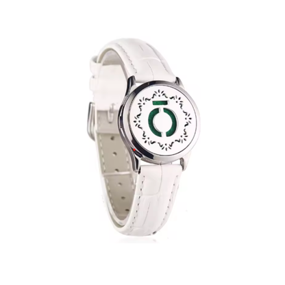 Pulsera unisex de cuero genuino con medallón aromático de acero inoxidable y 8 almohadillas para diferentes fragancias