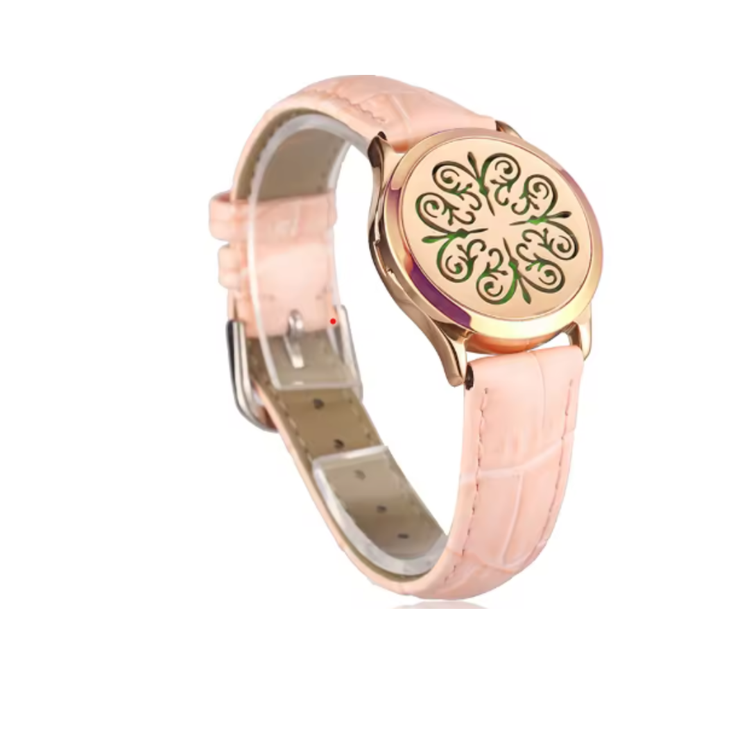Pulsera unisex de cuero genuino con medallón aromático de acero inoxidable y 8 almohadillas para diferentes fragancias