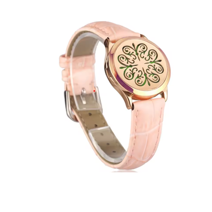 Pulsera unisex de cuero genuino con medallón aromático de acero inoxidable y 8 almohadillas para diferentes fragancias