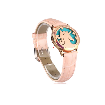 Pulsera unisex de cuero genuino con medallón aromático de acero inoxidable y 8 almohadillas para diferentes fragancias