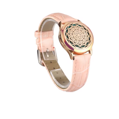 Pulsera unisex de cuero genuino con medallón aromático de acero inoxidable y 8 almohadillas para diferentes fragancias